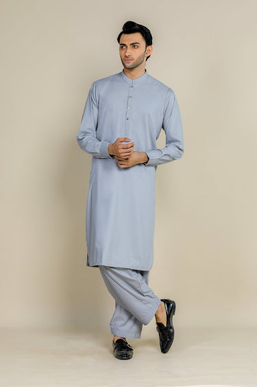 L Grey Wash & Wear Kameez Shalwar For Men - Prime Point Store