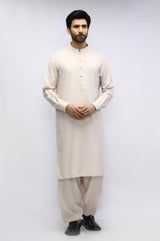 Light Fawn Blended Casual Shalwar Kameez For Men - Prime Point Store