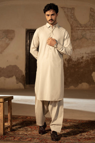 Light Fawn Wash & Wear Shalwar Kameez For Men - Prime Point Store