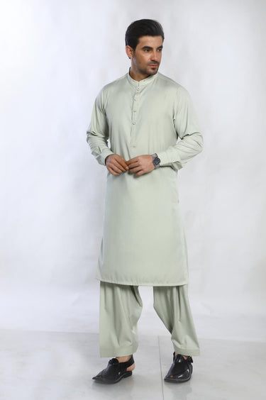 Light Green Blended Casual Shalwar Kameez For Men - Prime Point Store