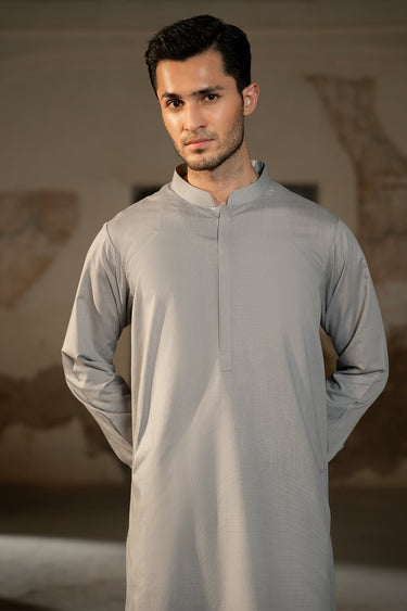 Light Grey Cotton Shalwar Kameez For Men - Prime Point Store
