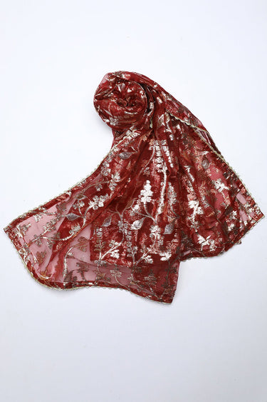 Maroon Raw Silk Stole - Prime Point Store