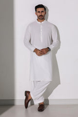 Off White Blended Casual Shalwar Kameez For Men - Prime Point Store