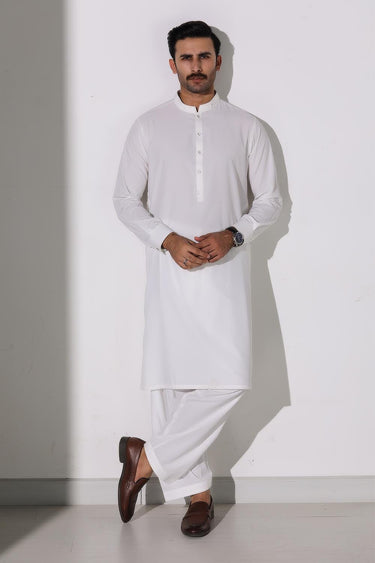 Off White Blended Casual Shalwar Kameez For Men - Prime Point Store