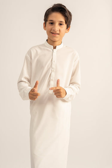 Off White Blended Shalwar Kameez For Boy - Prime Point Store