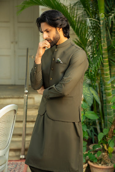 Olive Men Wash & Wear Shalwar Kameez - Prime Point Store