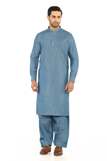 Teal Blue Wash & Wear Shalwar Kameez - Prime Point Store