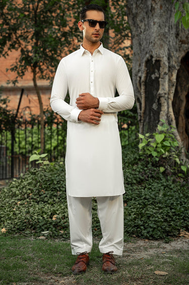White PV Shalwar Kameez For Men - Prime Point Store