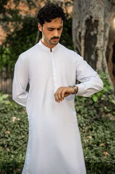 White PV Shalwar Kameez For Men - Prime Point Store
