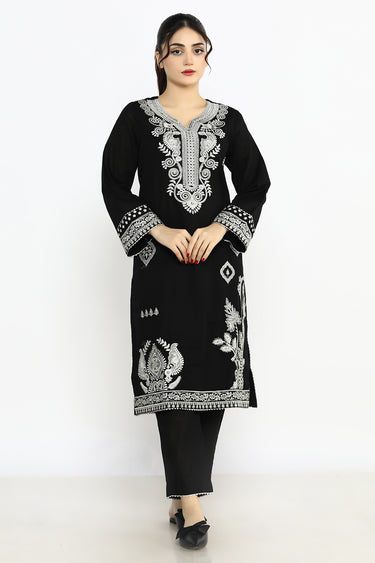 2 Pc Dyed Embroidered Khaddar Stitched Suit