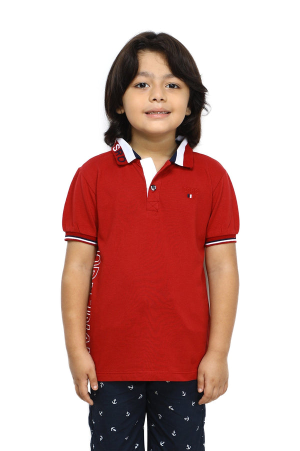 Boys Graphic Polo T-Shirt SKU: BGP-0001-MEHROON - Prime Point Store