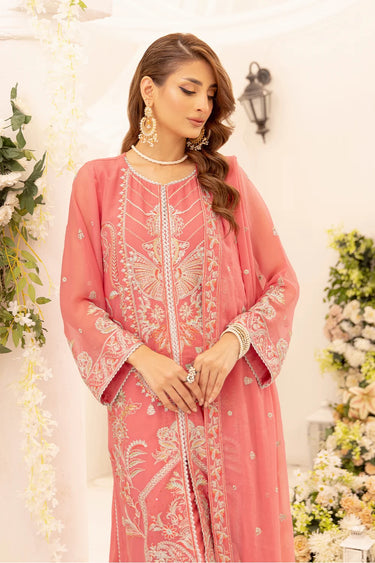 3 Piece - Embroidered Chiffon Suit