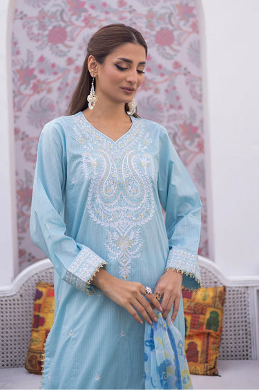 3 Piece - Dobby Dyed Embroidered Suit