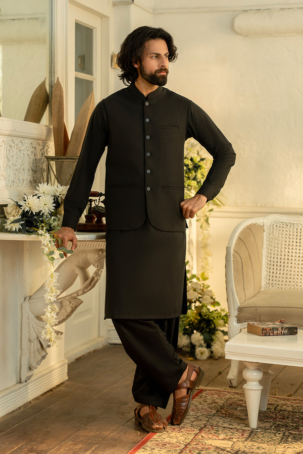 Black Men Wash & Wear Shalwar Kameez