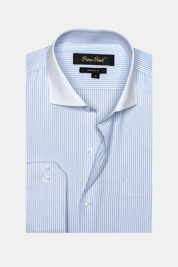 Blue Striped Formal Shirt for Men - Prime Point Store