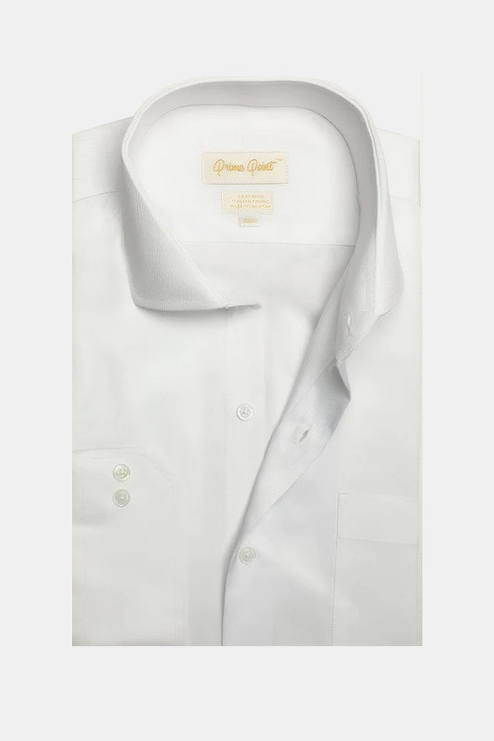 White Textured Formal Self Shirt For Men - Prime Point Store