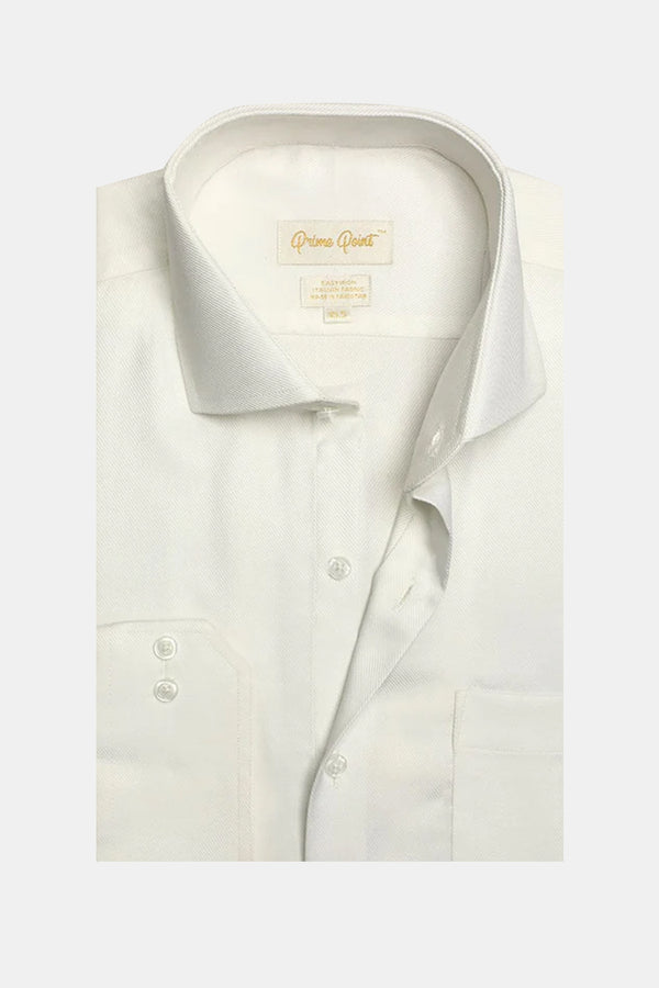 White Textured Formal Self Shirt For Men - Prime Point Store