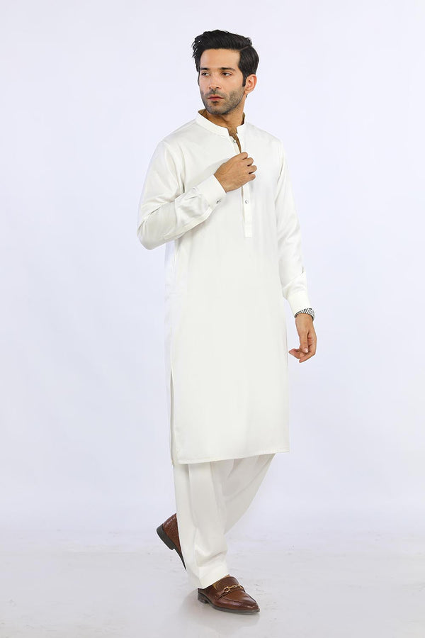 Milky White Cotton Mix Shalwar Kameez - Prime Point Store
