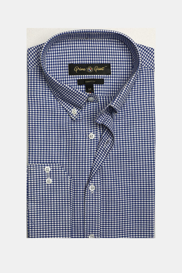 Blue Printed Casual Shirt For Men - Prime Point Store
