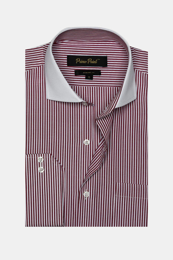 Mehroon Stripe Formal Shirt For Men - Prime Point Store
