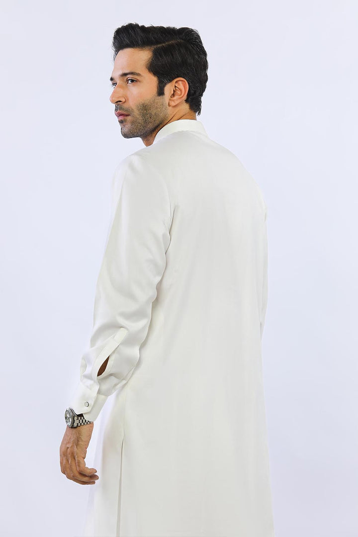 Milky White Cotton Mix Shalwar Kameez - Prime Point Store