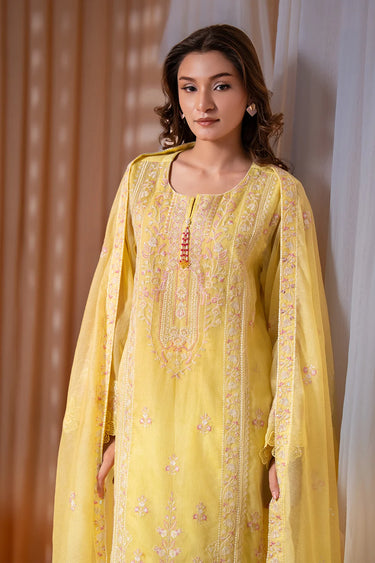 3-Piece Embroidered Khaddi Net Suit
