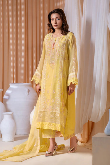 3-Piece Embroidered Khaddi Net Suit