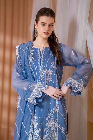 3-Piece Embroidered Khaddi Net Suit