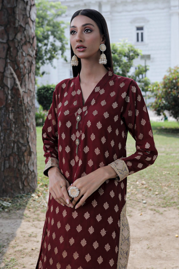 1 Pc Embroidered Jacquard Stitched Shirt - Prime Point Store