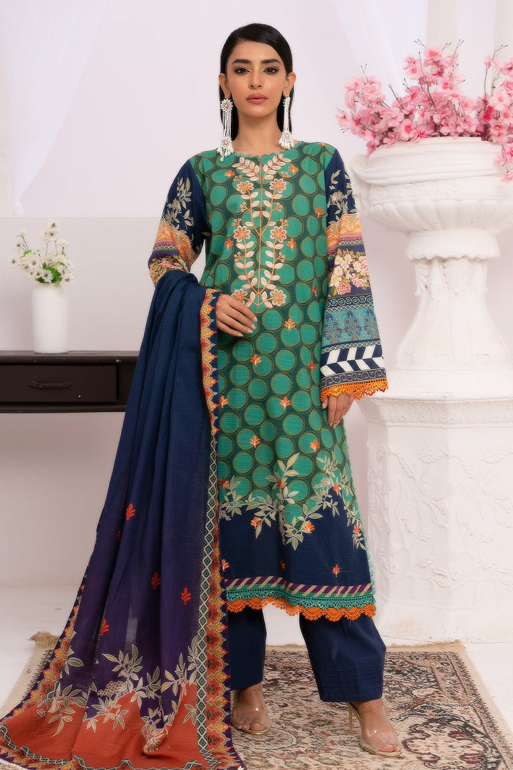 1 Pc Embroidered Slub Khaddar Unstitched - Prime Point Store