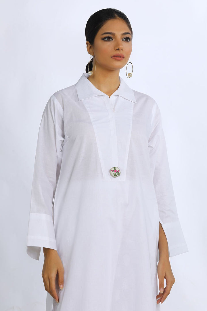 1 Pc Solid Cambric Stitched Shirt - Prime Point Store