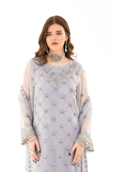 3 Piece - Embroidered Chiffon Suit