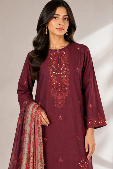 3 PIECE - EMBROIDERED CAMBRIC SUIT