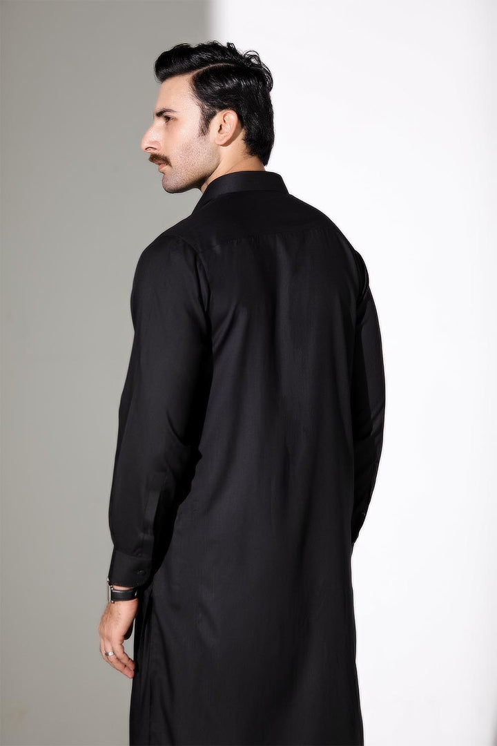 Black Blended Casual Shalwar Kameez For Men - Prime Point Store