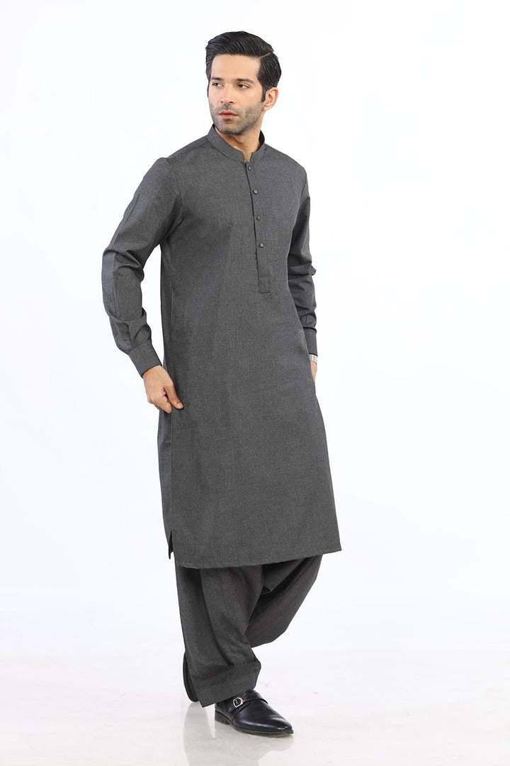 Dark Grey Wash & Wear Shalwar Kameez - Prime Point Store