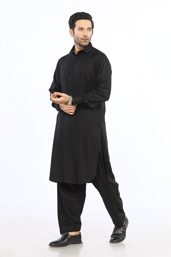 Black Texture Wash & Wear Shalwar Kameez - Prime Point Store