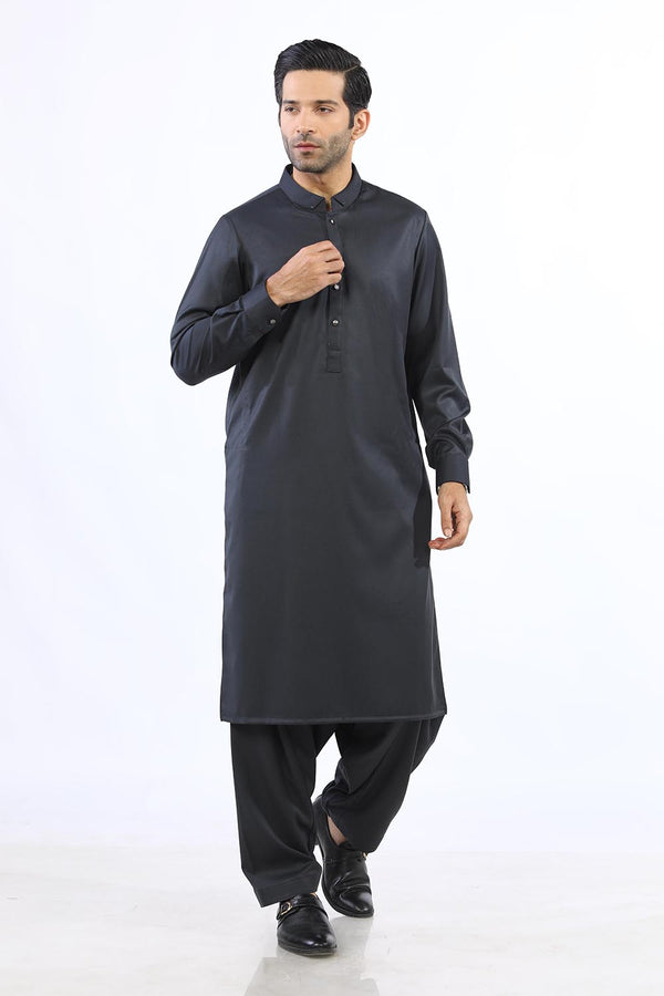 Dark Grey Wash & Wear Shalwar Kameez - Prime Point Store