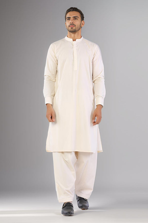 Off White Blended Casual Shalwar Kameez For Men - Prime Point Store