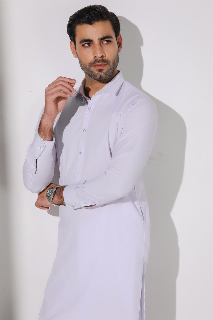 White Blended Casual Shalwar Kameez For Men - Prime Point Store