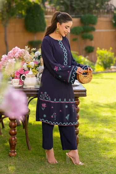 2 Piece - Embroidered Linen Suit