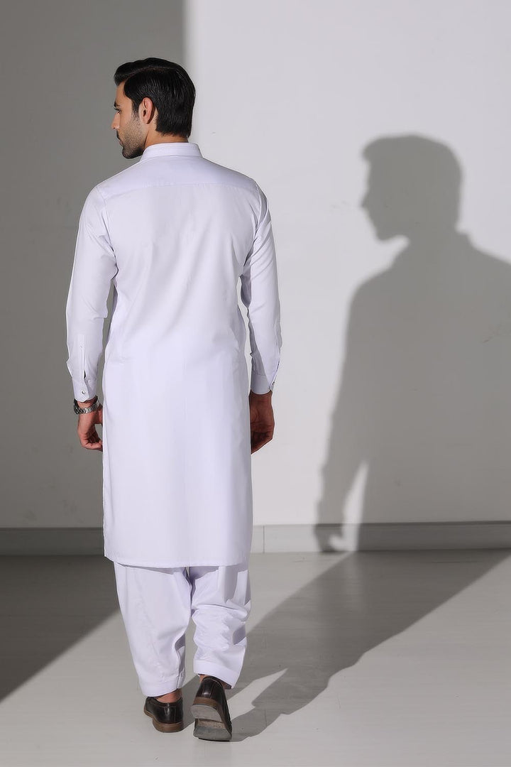 White Blended Casual Shalwar Kameez For Men - Prime Point Store