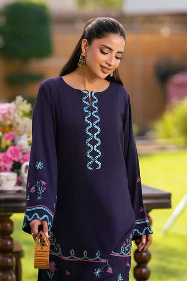 2 Piece - Embroidered Linen Suit