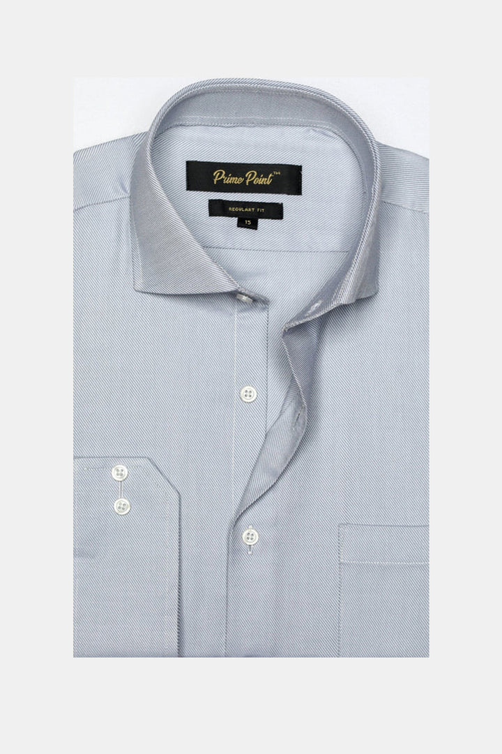 Grey Textured Formal Shirt For Men - Prime Point Store