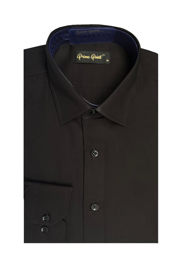 Black Plain Plain Formal Shirt - Prime Point Store