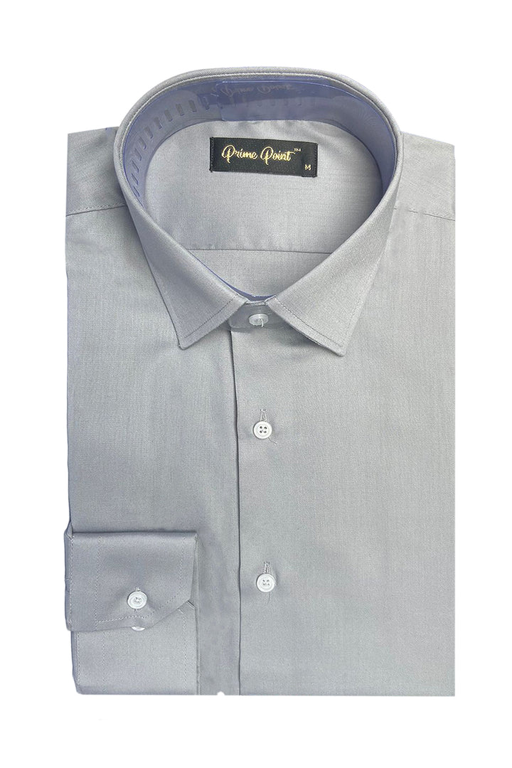 Grey Formal Plain Shirt - Prime Point Store