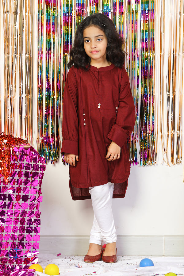 Maroon Cambric Solid Kurti - Prime Point Store