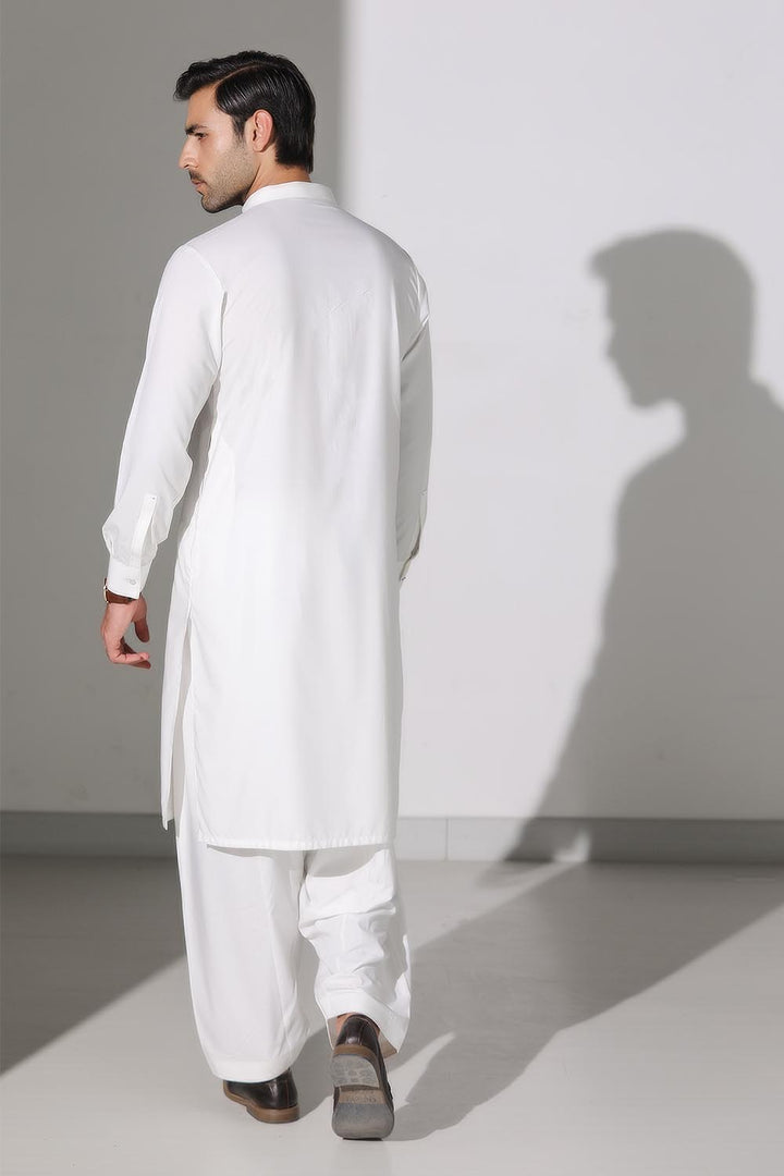Off White Blended Casual Shalwar Kameez For Men - Prime Point Store