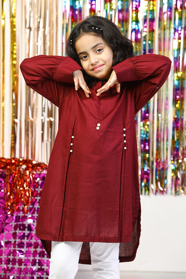 Maroon Cambric Solid Kurti - Prime Point Store