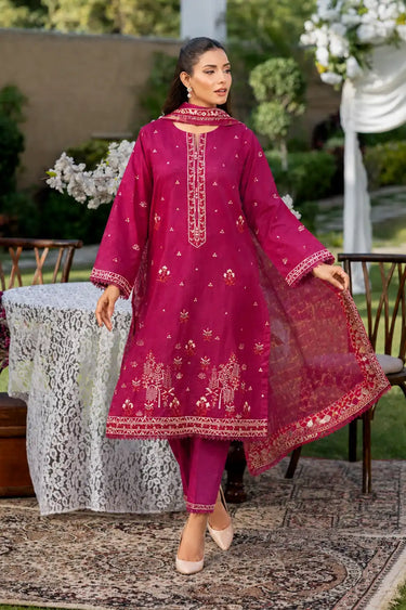 3 Piece - Embroidered Cambric Suit
