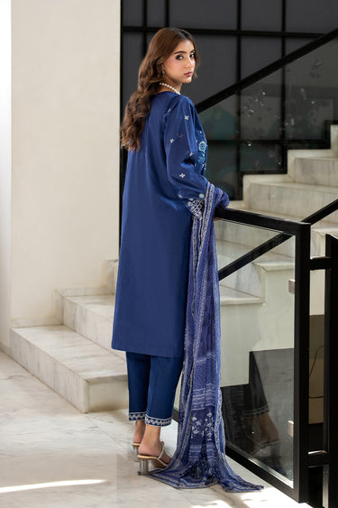 3 Piece - Dyed Embroidered Cambric Suit